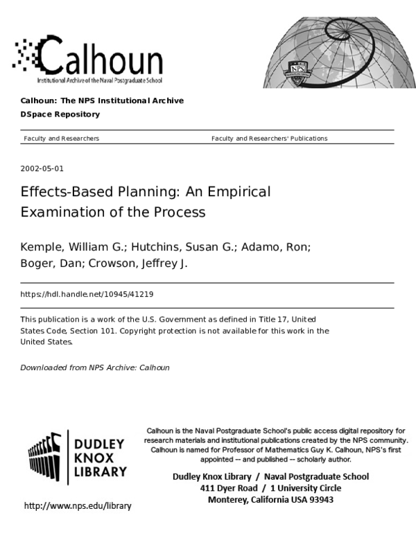 (PDF) Effects-Based Planning: An Empirical Examination of the Process