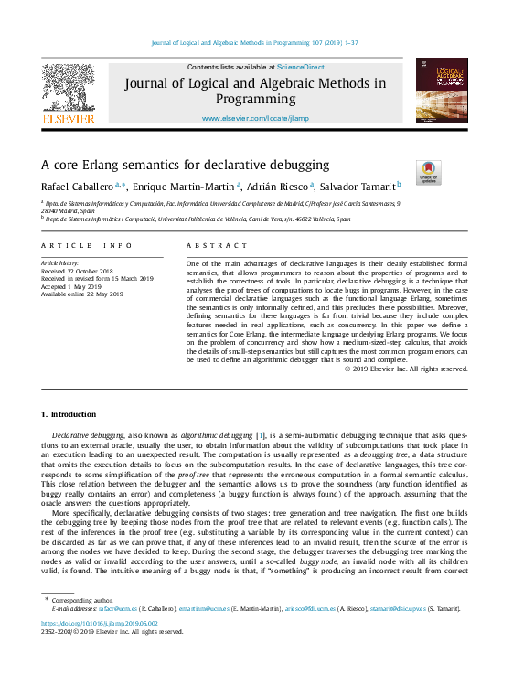 (PDF) A core Erlang semantics for declarative debugging