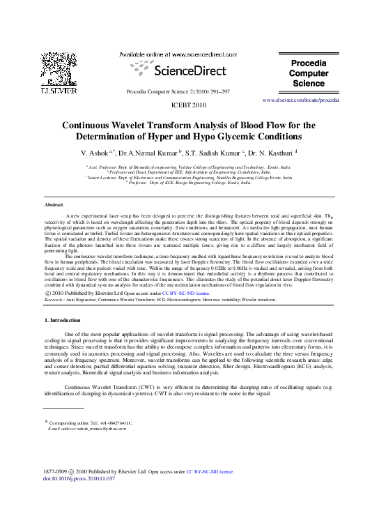 (PDF) Continuous wavelet transform analysis of blood flow for the ...
