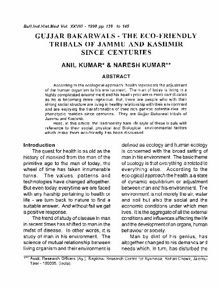 (PDF) Gujjar Bakarwals: the eco-friendly tribals of Jammu and Kashmir ...