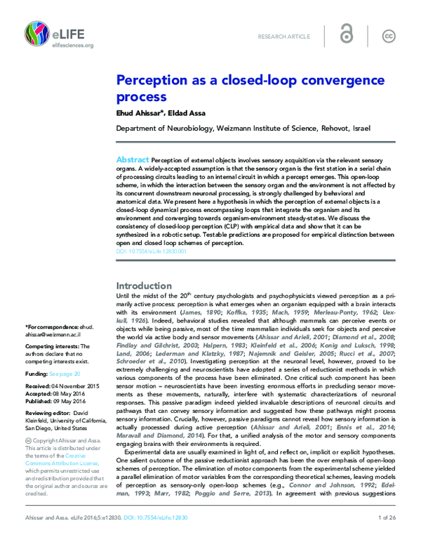 (PDF) Perception as a closed-loop convergence process