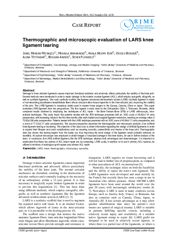 (PDF) Thermographic and microscopic evaluation of LARS knee ligament ...