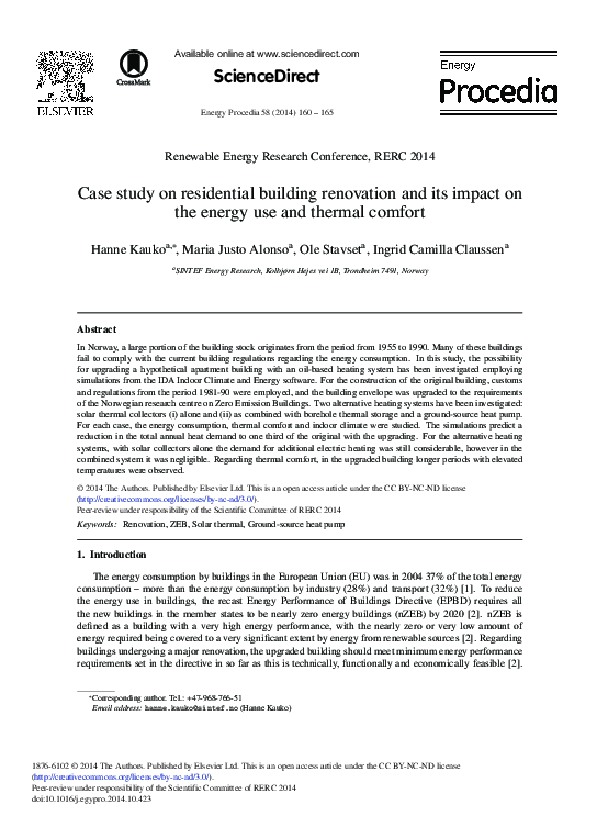 (PDF) Case Study on Residential Building Renovation and its Impact on ...
