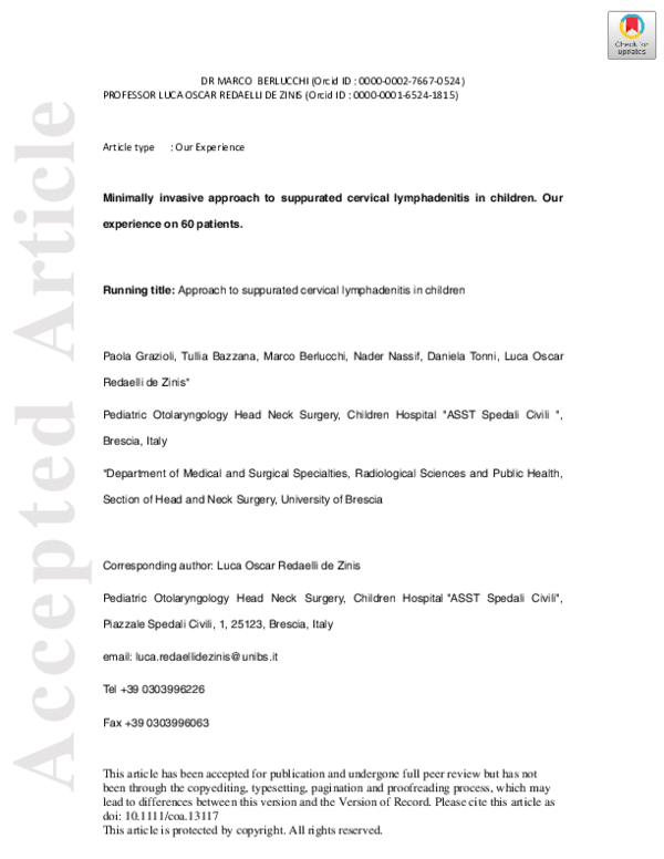 (PDF) Minimally invasive approach to suppurated cervical lymphadenitis ...