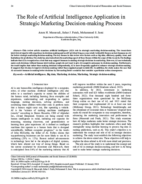 (PDF) The Role of Artificial Intelligence Application in Strategic ...