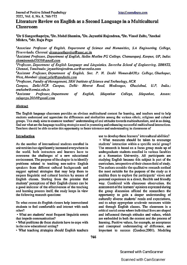 (PDF) Literature Review on English as a Second Language in ...