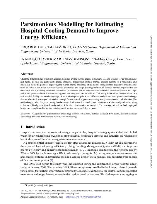 (PDF) Parsimonious Modelling for Estimating Hospital Cooling Demand to ...