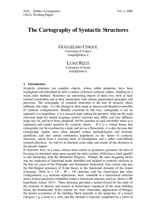 (PDF) The Cartography of Syntactic Structures