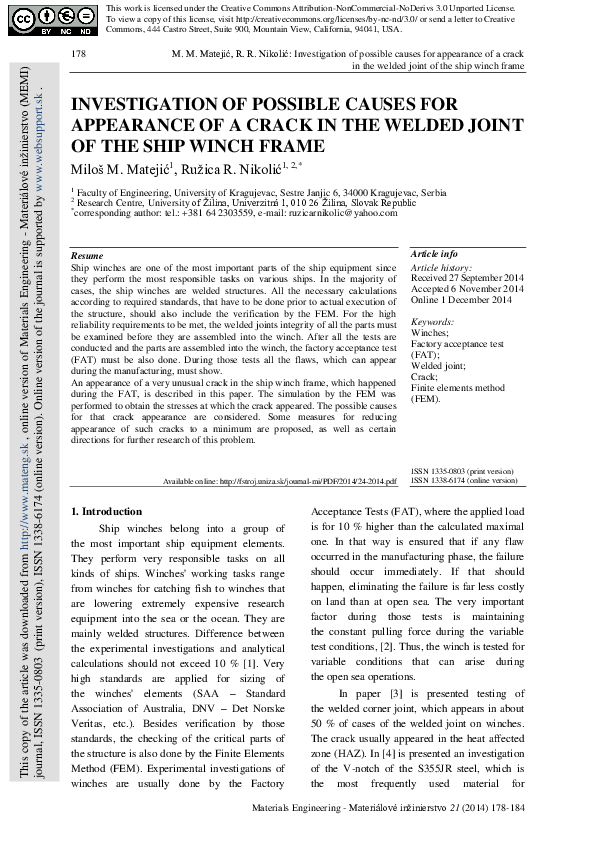 (PDF) Investigation of possible causes for appearance of a crack in the ...
