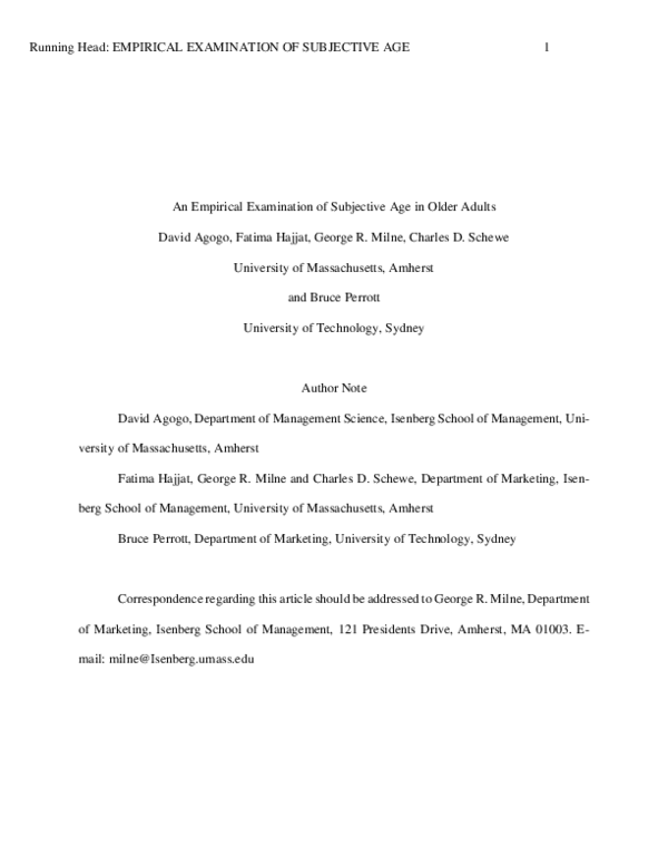 (PDF) An empirical examination of subjective age in older adults