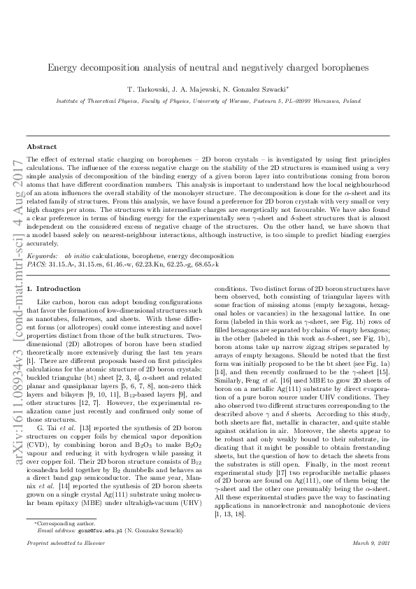 (PDF) Energy decomposition analysis of neutral and negatively charged ...