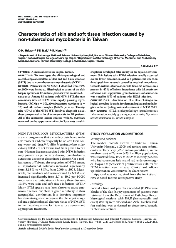 (PDF) Characteristics of skin and soft tissue infection caused by non ...