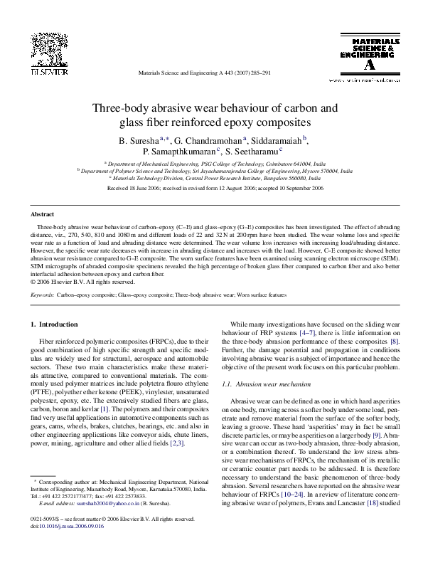 (PDF) Three-body abrasive wear behaviour of carbon and glass fiber ...
