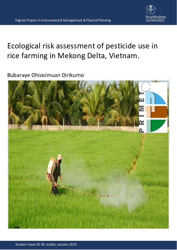 (PDF) Ecological risk assessment of pesticide use in rice farming in ...