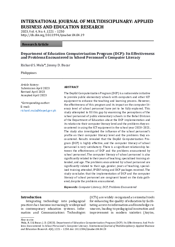 (PDF) Department of Education Computerization Program (DCP): Its ...