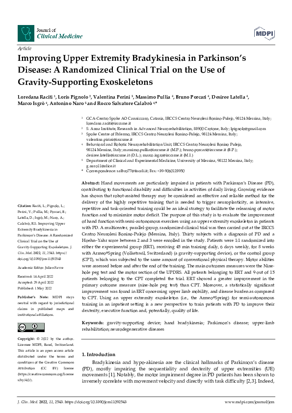 (PDF) Improving Upper Extremity Bradykinesia in Parkinson’s Disease: A ...