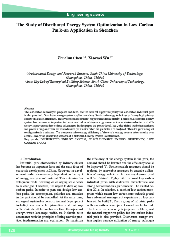 (PDF) The Study of Distributed Energy System Optimization in Low Carbon ...