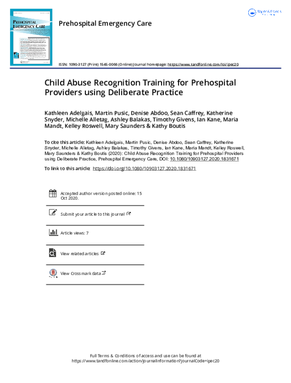 (PDF) Child Abuse Recognition Training for Prehospital Providers Using ...