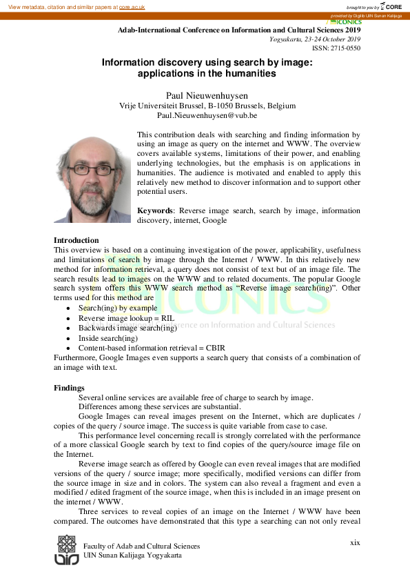 (PDF) Information discovery using search by image: applications in the ...