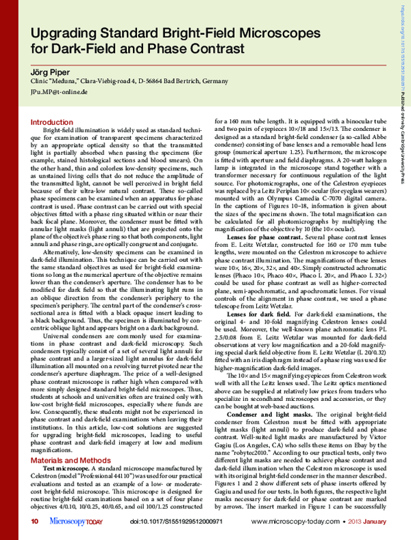 (PDF) Upgrading Standard Bright-Field Microscopes for Dark-Field and ...