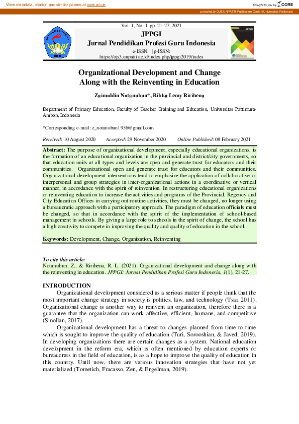 (PDF) Organizational Development and Change Along with the Reinventing ...