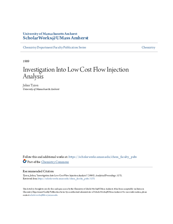 (PDF) Investigation Into Low Cost Flow Injection Analysis