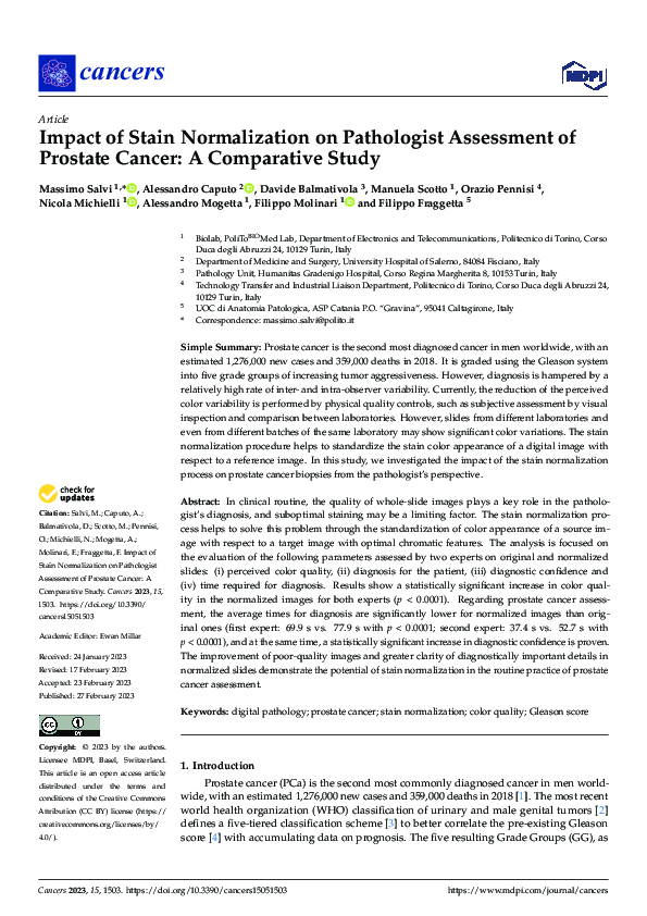 (PDF) Impact of Stain Normalization on Pathologist Assessment of ...