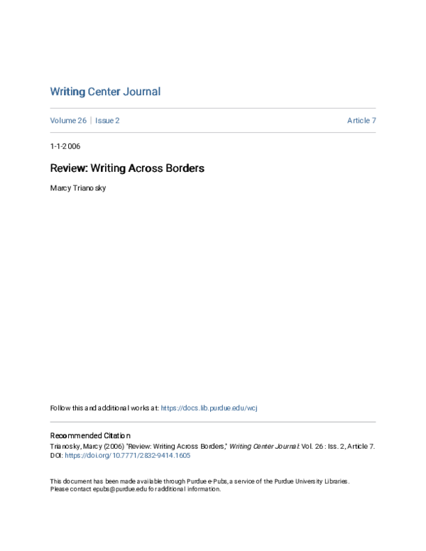 (PDF) Review: Writing Across Borders