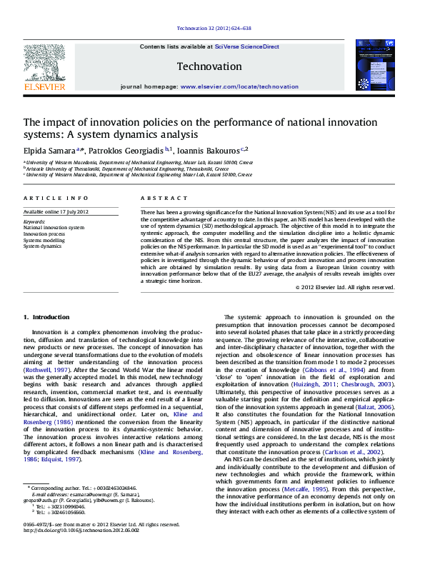 (PDF) The impact of innovation policies on the performance of national ...