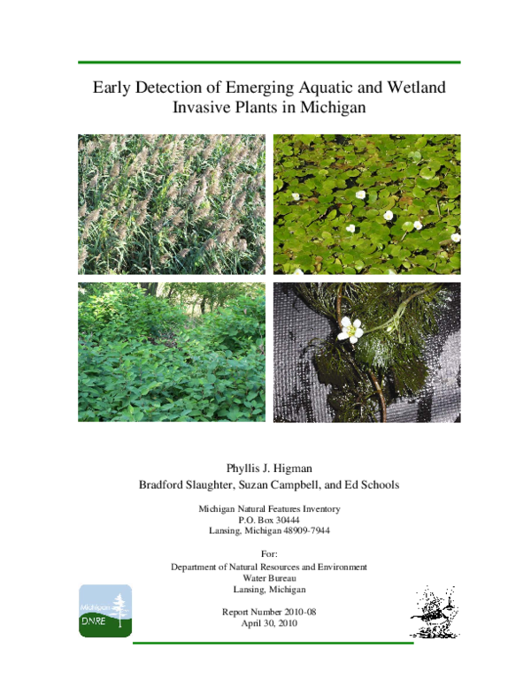 (PDF) Early Detection of Emerging Aquatic and Wetland Invasive Plants ...