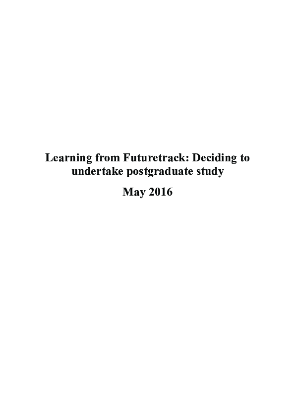 (PDF) Learning from Futuretrack : deciding to undertake postgraduate ...