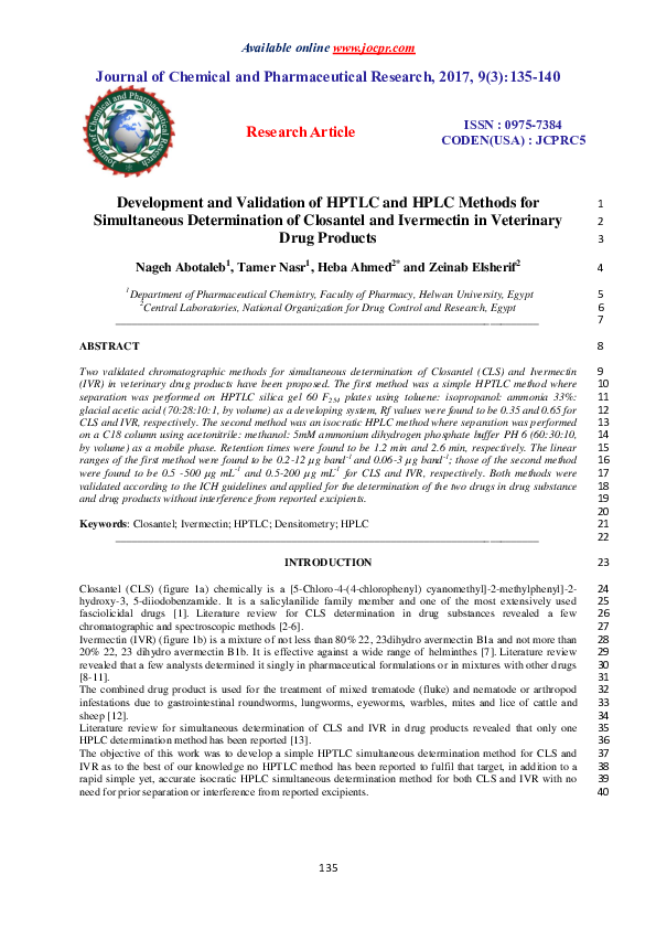(PDF) Development and Validation of HPTLC and HPLC Methods for 1 ...