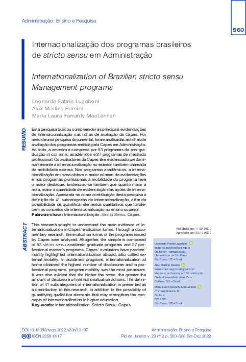 (PDF) Internacionalização dos Programas Brasileiros de Stricto Sensu em ...