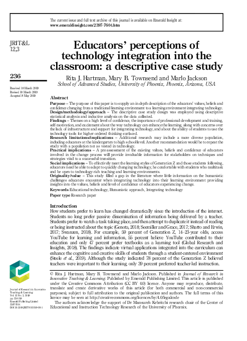 (PDF) Technology Integration in a Science Classroom: Preservice ...