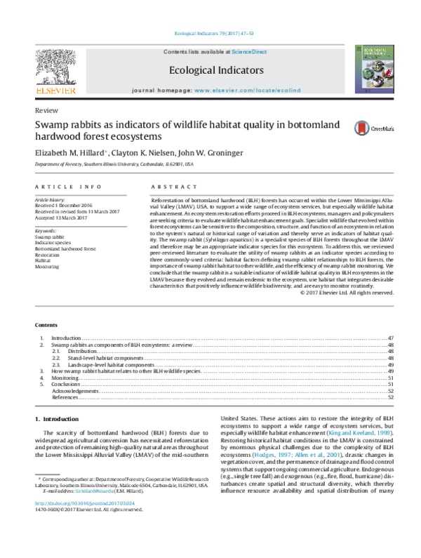 (PDF) Swamp rabbits as indicators of wildlife habitat quality in ...