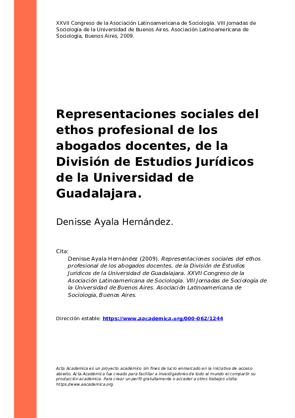 (PDF) Representaciones sociales del ethos profesional de los abogados ...