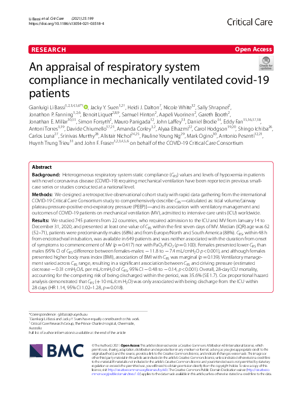 (PDF) An Appraisal of Respiratory System Compliance in Mechanically ...
