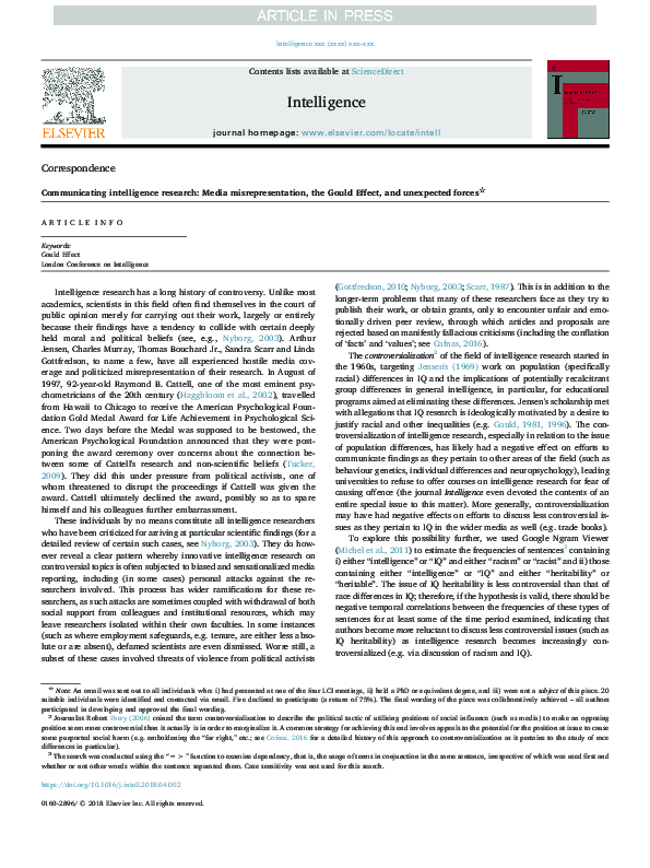 (PDF) Communicating intelligence research: Media misrepresentation, the ...