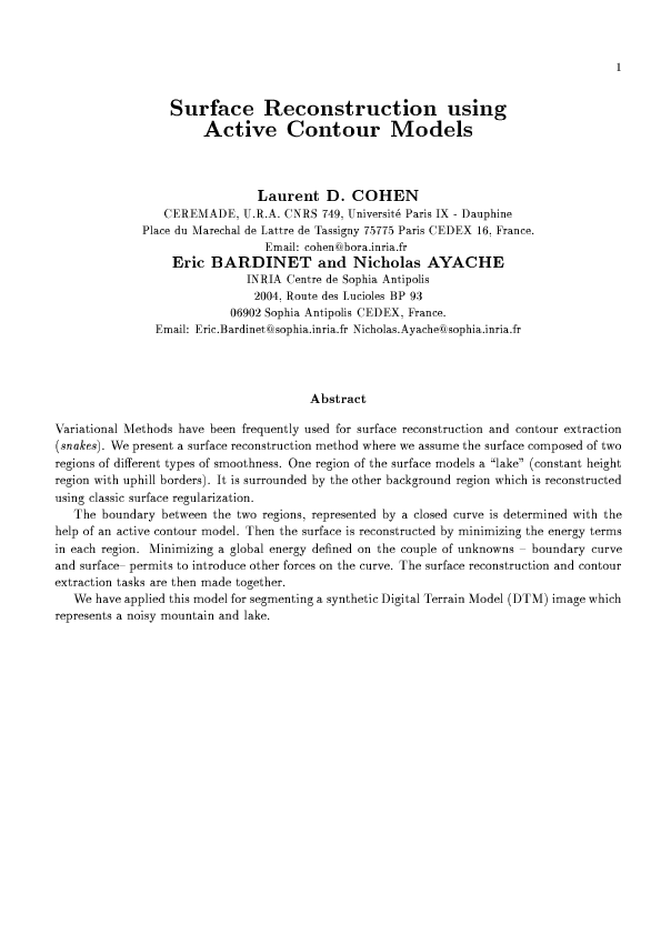 (PDF) Surface reconstruction using active contour models