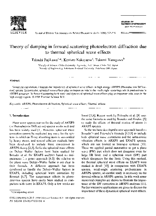 (PDF) Theory of damping in forward scattering photoelectron diffraction ...