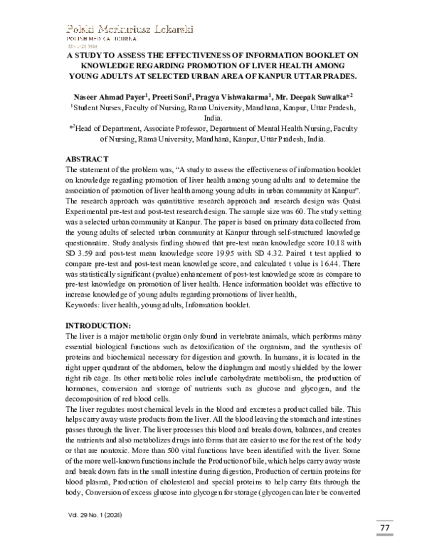 (PDF) A STUDY TO ASSESS THE EFFECTIVENESS OF INFORMATION BOOKLET ON ...