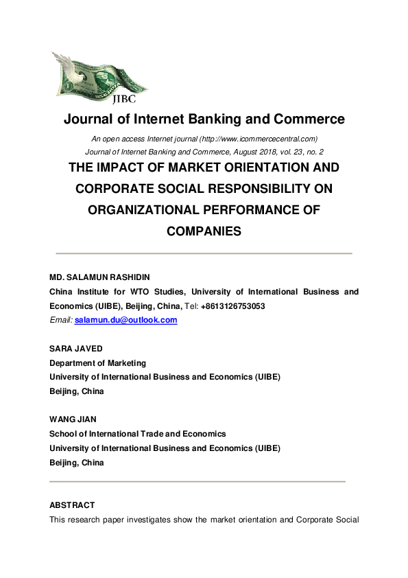 (PDF) The Impact of Market Orientation and Corporate Social ...