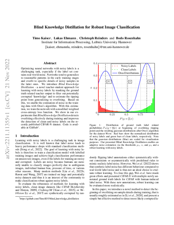 (PDF) Blind Knowledge Distillation for Robust Image Classification