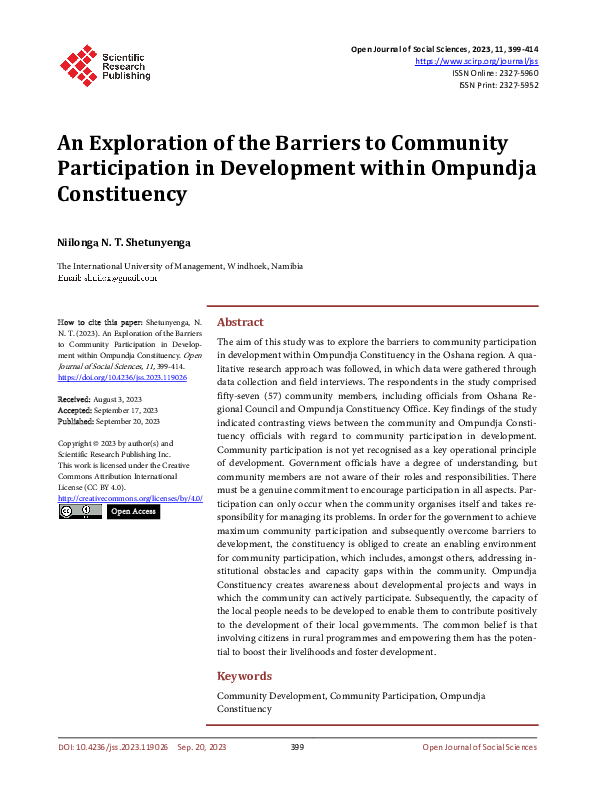(PDF) An Exploration of the Barriers to Community Participation in ...
