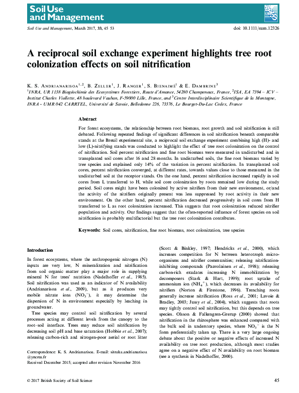 (PDF) A reciprocal soil exchange experiment highlights tree root ...
