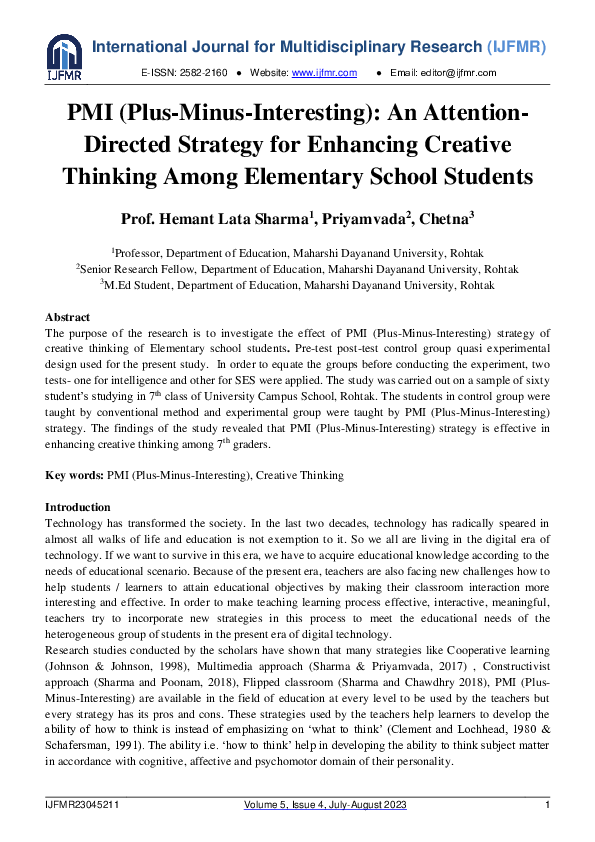 (PDF) PMI (Plus-Minus-Interesting): An Attention-Directed Strategy for ...