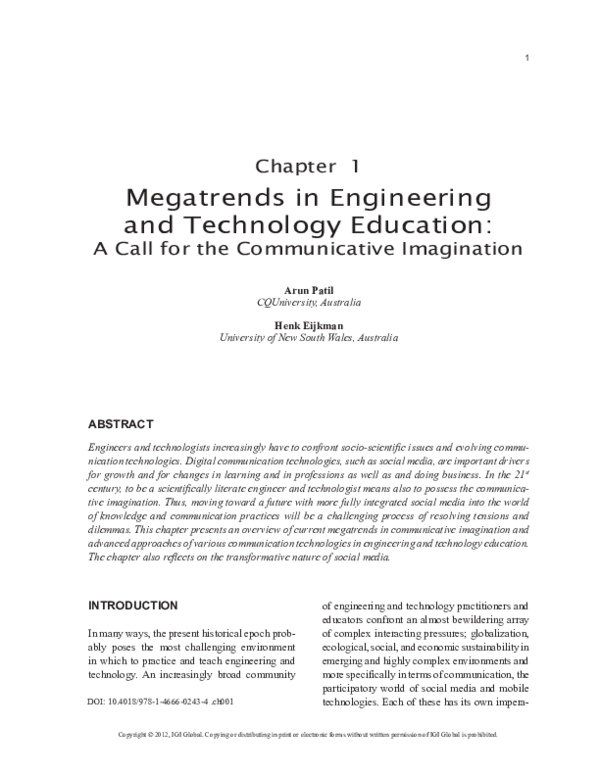 (PDF) Megatrends in Engineering and Technology Education