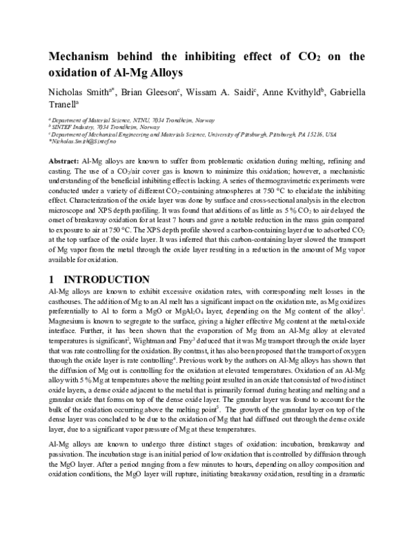 (PDF) Mechanism behind the Inhibiting Effect of CO2 on the Oxidation of ...