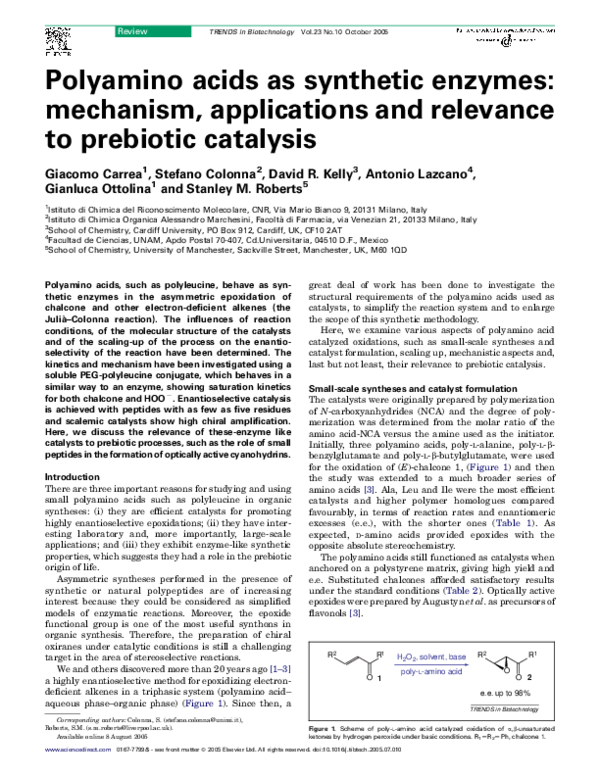 (PDF) Polyamino acids as synthetic enzymes: mechanism, applications and ...