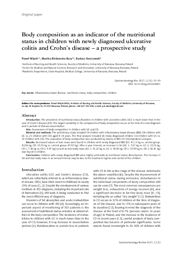 (PDF) Body composition as an indicator of the nutritional status in ...